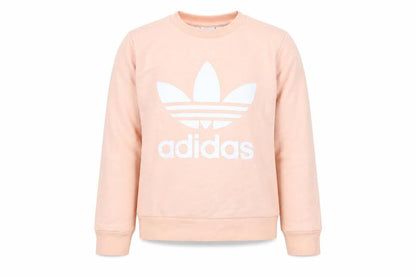 Front view of Adidas girls’ pink pullover sweatshirt, 7 years, logo accent