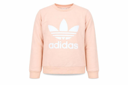 Front view of Adidas girls’ pink pullover sweatshirt, 7 years, logo accent