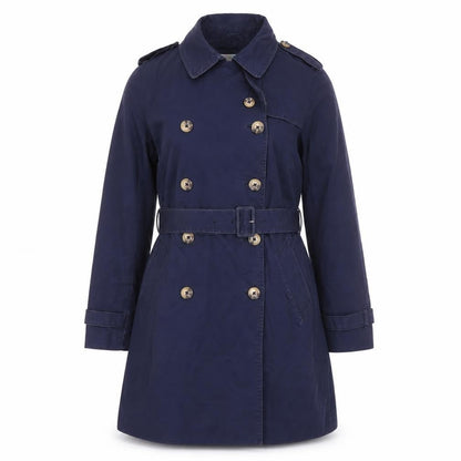 Boden Women's Blue Trench Coat Size 6 Belted Casual