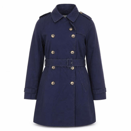 Boden Women's Blue Trench Coat Size 6 Belted Casual