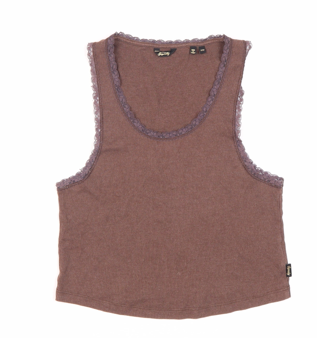 Womens UK Size S Superdry Brown Basic Tank