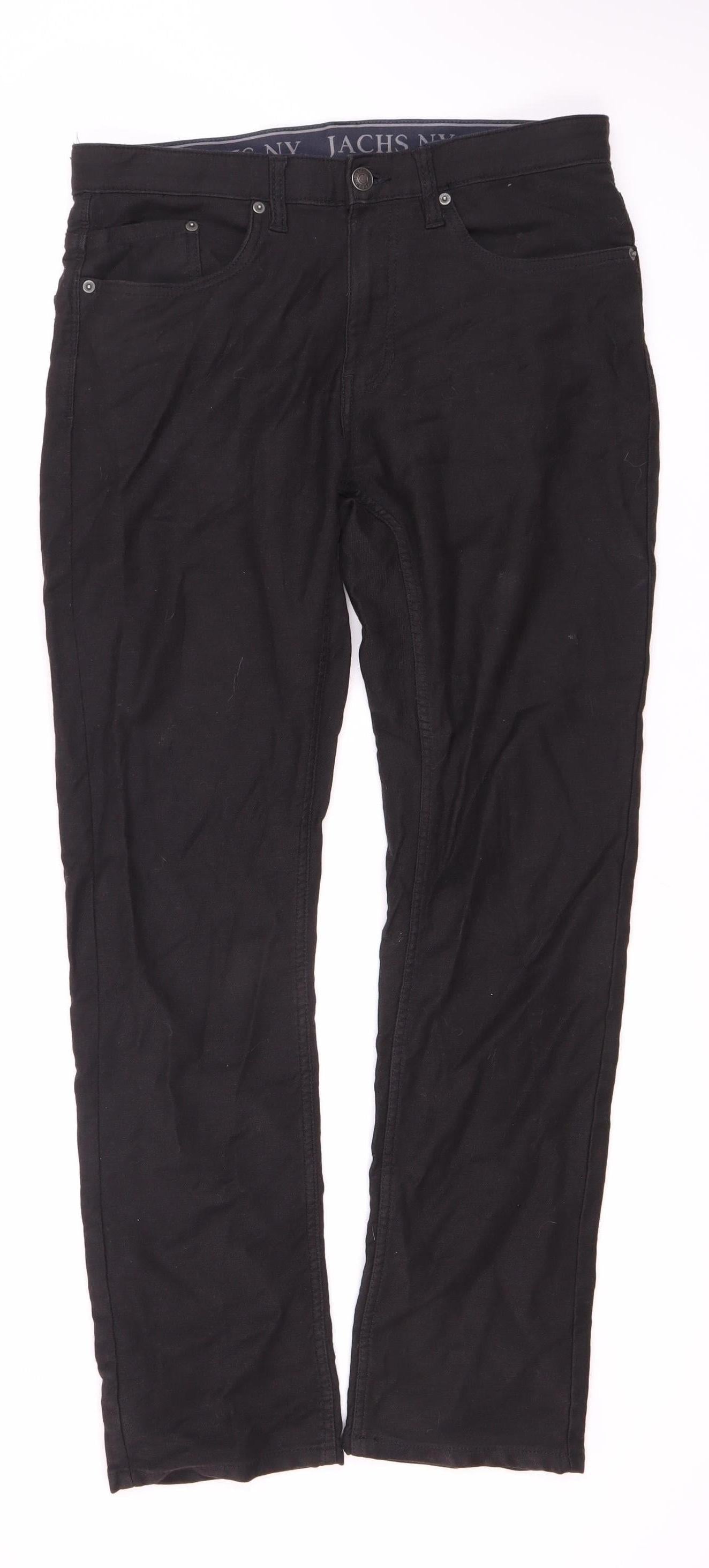 Jachs NY Men's Black Cotton Denim Jeans, Size 32