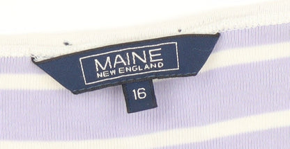 Maine New England Women's Purple Striped T-Shirt Size 16