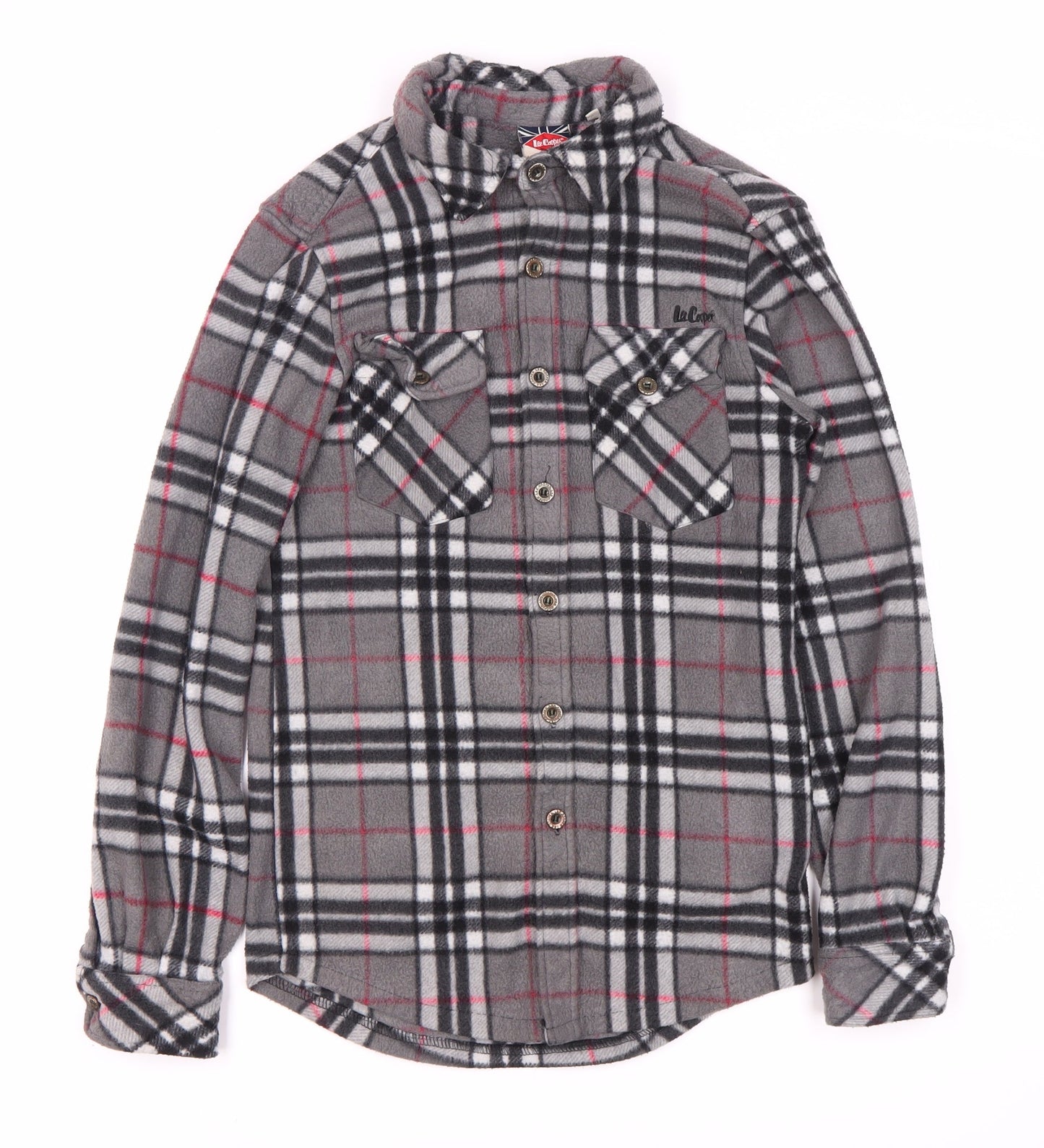 Lee Cooper Men's Grey Check Long Sleeve Shirt Small