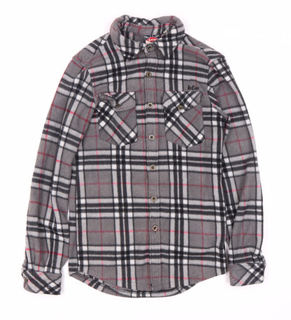 Lee Cooper Men's Grey Check Long Sleeve Shirt Small