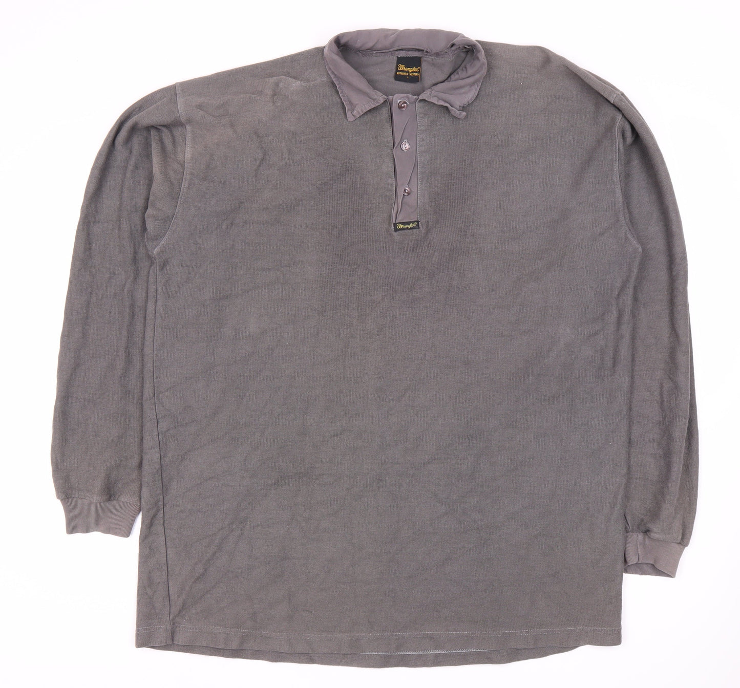 Wrangler Men's Grey Polo Shirt Long Sleeve Size L