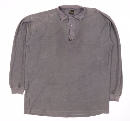 Wrangler Men's Grey Polo Shirt Long Sleeve Size L