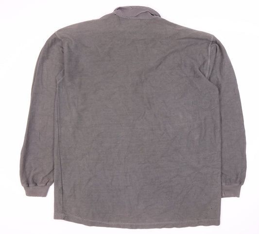 Wrangler Men's Grey Polo Shirt Long Sleeve Size L