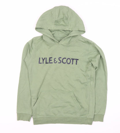Lyle & Scott Boys Green Pullover Hoodie Size 11 Years
