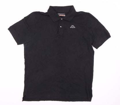 Kappa Men's Black Polo Shirt - Medium, Casual Stylish Wear