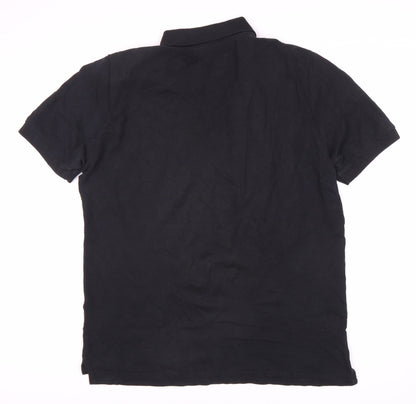 Kappa Men's Black Polo Shirt - Medium, Casual Stylish Wear