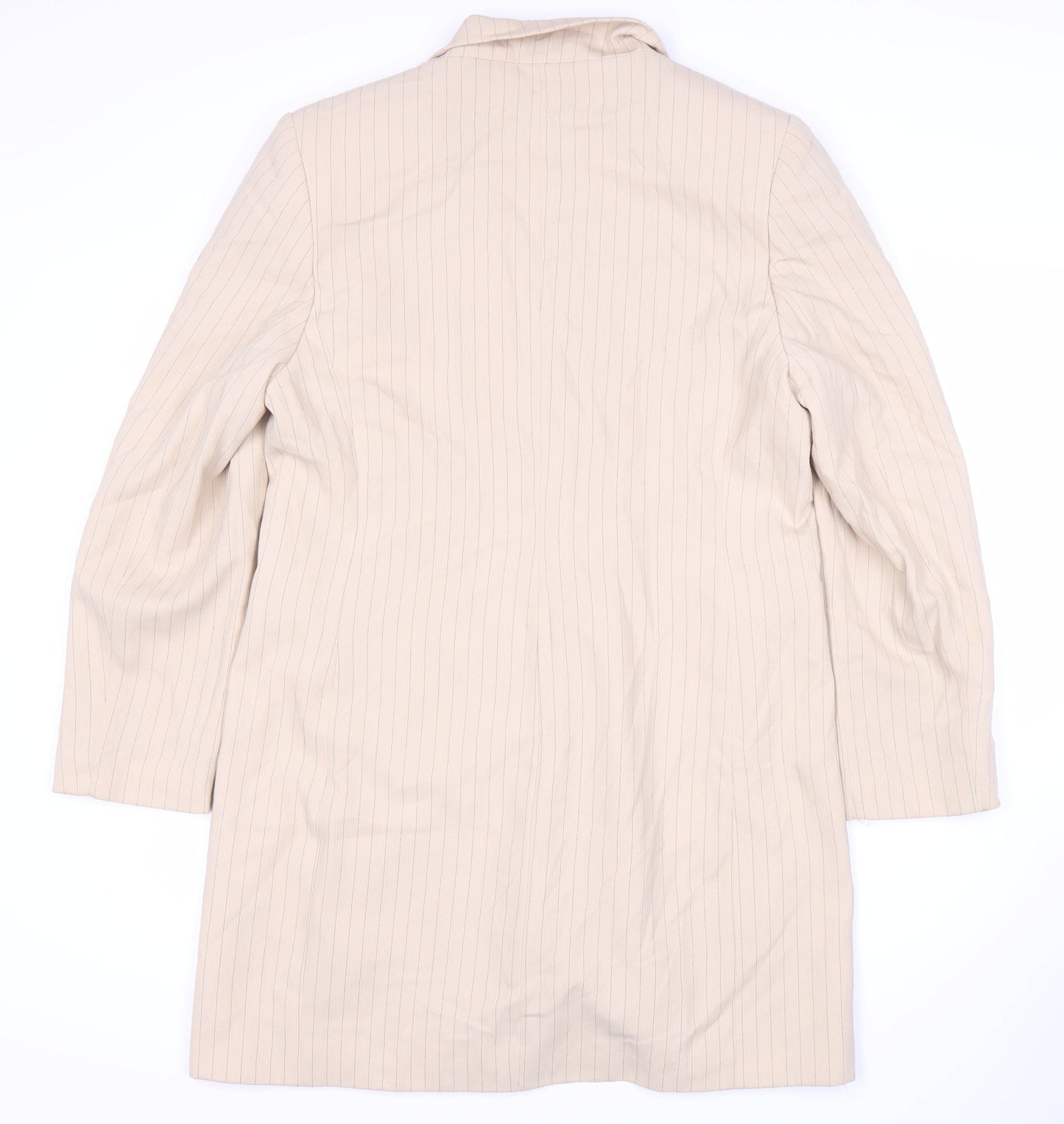 Klass Women Beige Pinstripe Suit Jacket, Size 14, Regular Fit