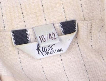 Klass Women Beige Pinstripe Suit Jacket, Size 14, Regular Fit