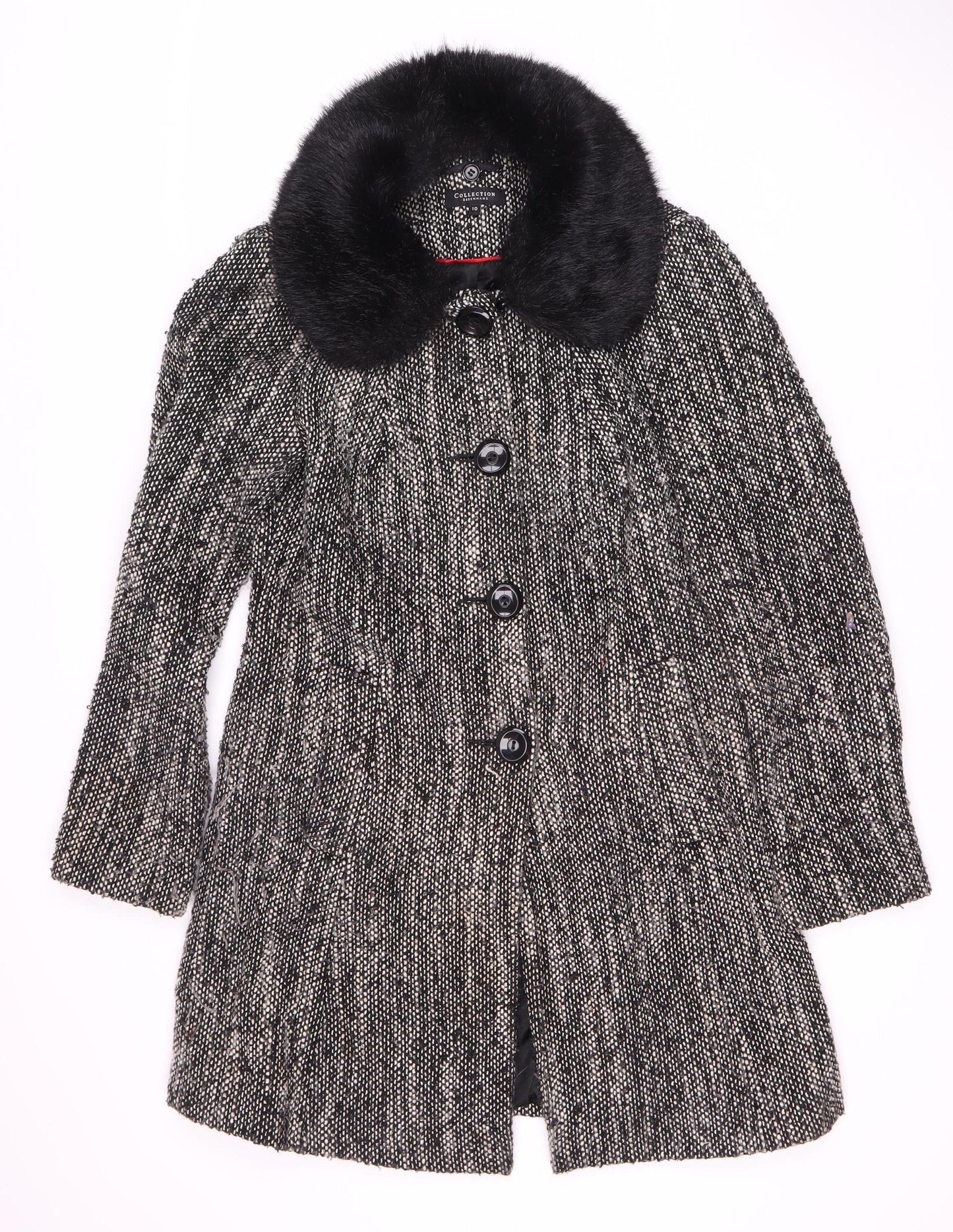 Womens UK Size 10 Debenhams Black Pea Coat