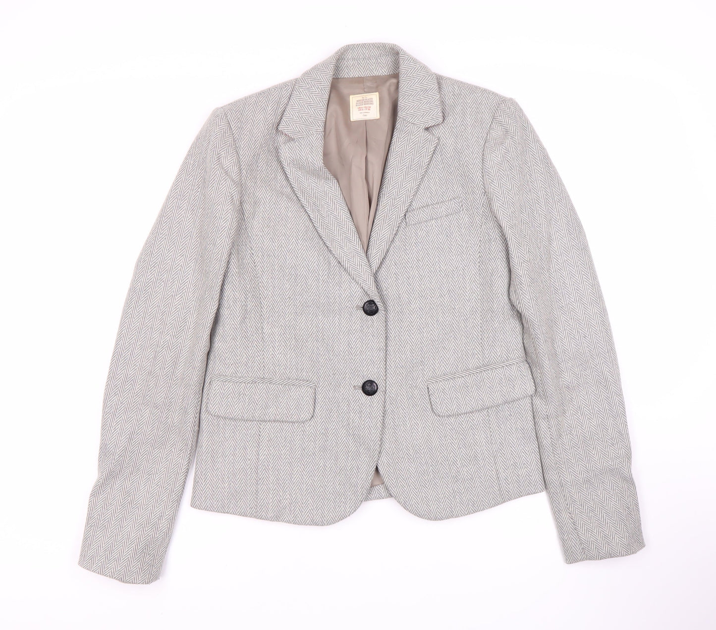 Gap Women's Grey Herringbone Blazer, UK 4, Regular Fit