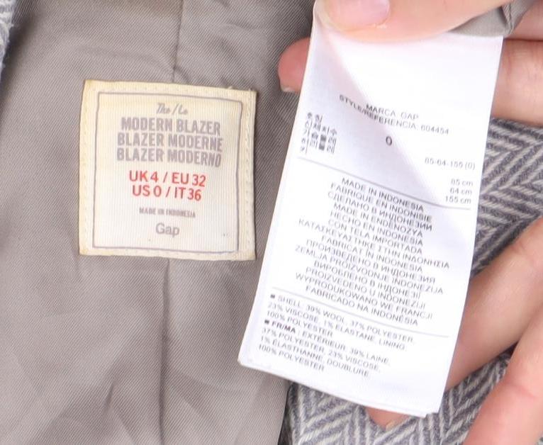 Gap Women's Grey Herringbone Blazer, UK 4, Regular Fit