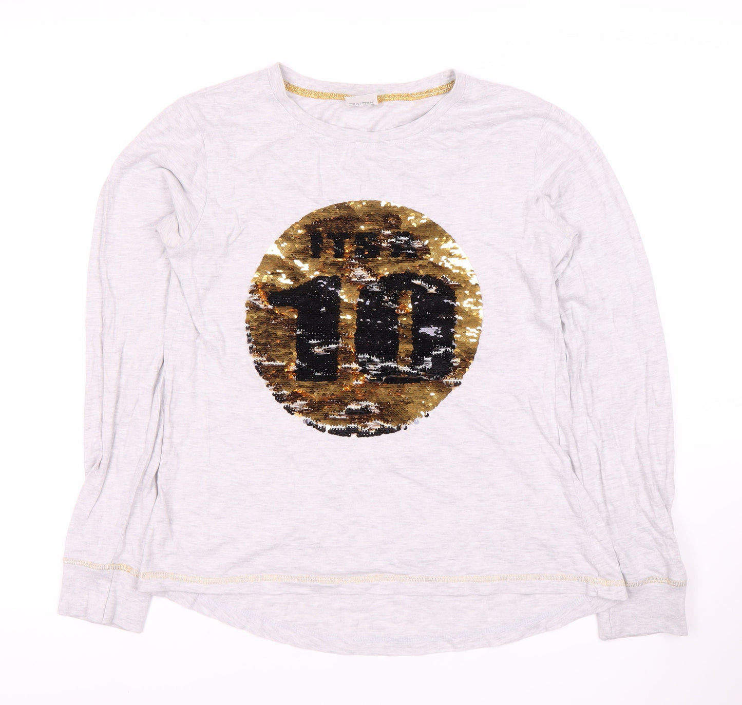 Strictly Come Dancing Girls Long Sleeve Grey Sequin Top 8-10