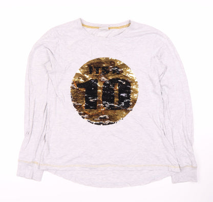 Strictly Come Dancing Girls Long Sleeve Grey Sequin Top 8-10