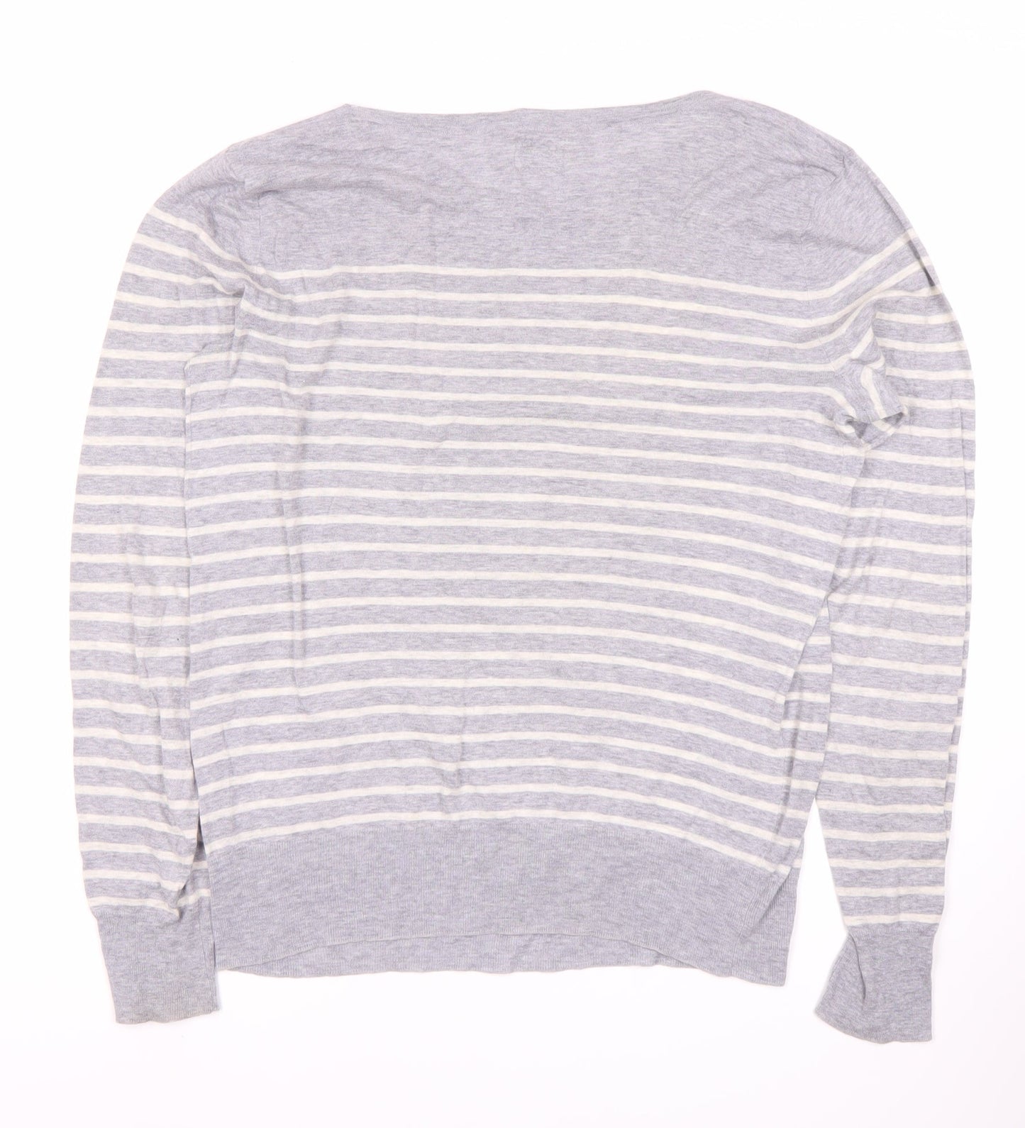 AllSaints Women's Grey Striped T-Shirt, Size S