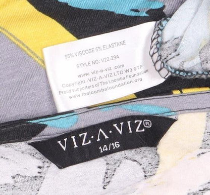 Womens UK Size 14 VIZ-A-VIZ Multicoloured Basic Blouse