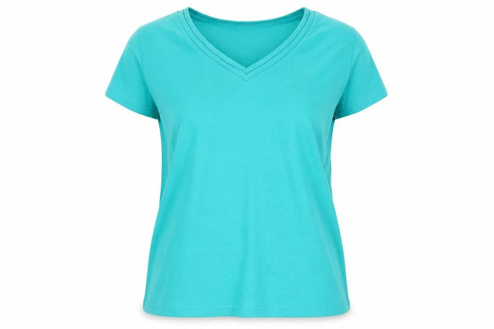 Womens UK Size 10-12 ISLE ESSENTIALS Blue Basic T-Shirt