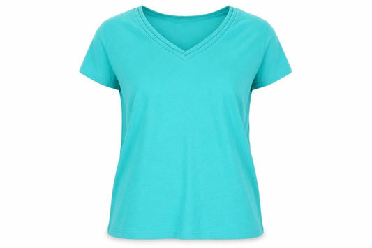 Womens UK Size 10-12 ISLE ESSENTIALS Blue Basic T-Shirt