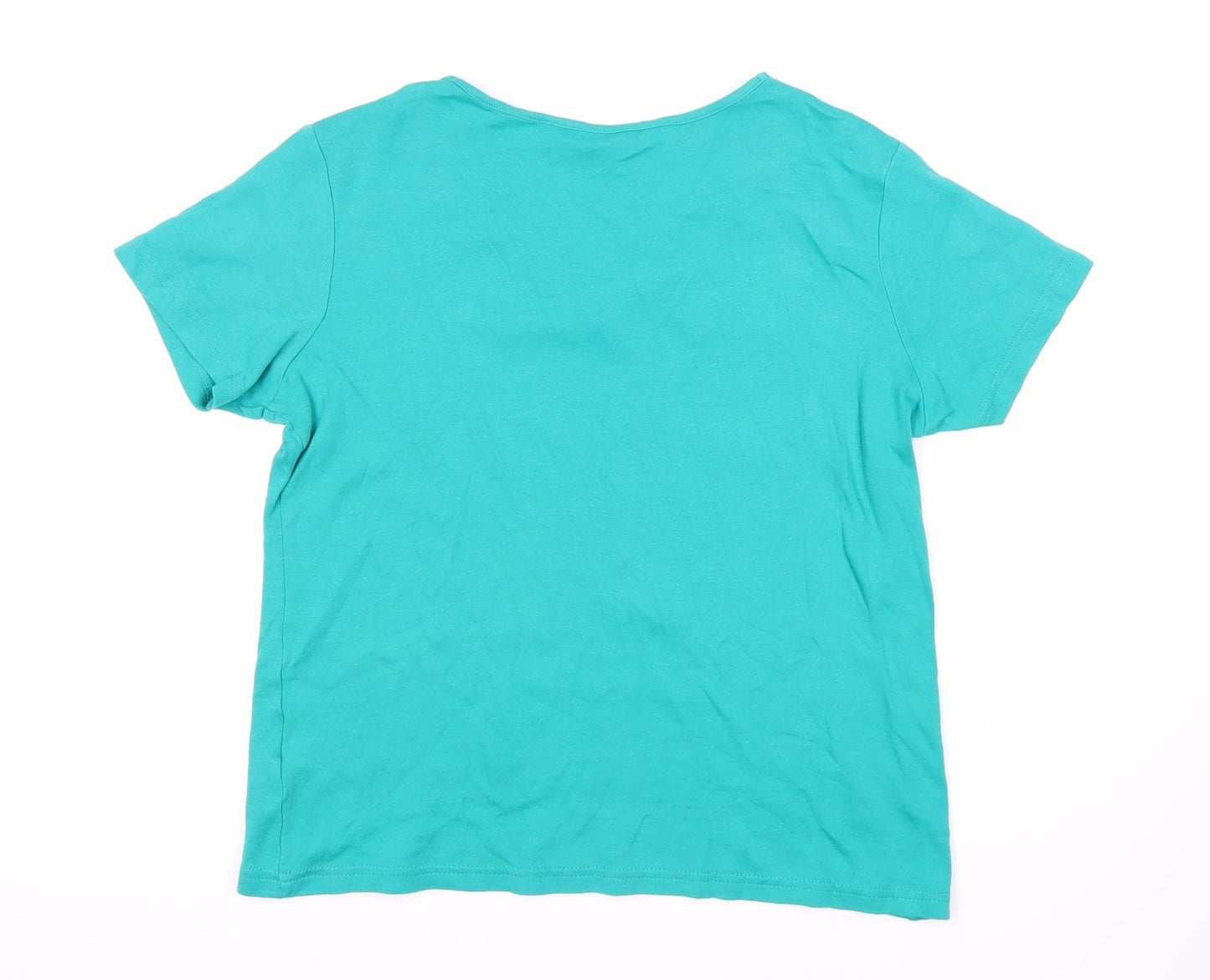 Womens UK Size 10-12 ISLE ESSENTIALS Blue Basic T-Shirt