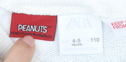 Zara Boys Multicoloured Cartoon Sweatshirt 4-5 Years - Peanuts Crew Neck