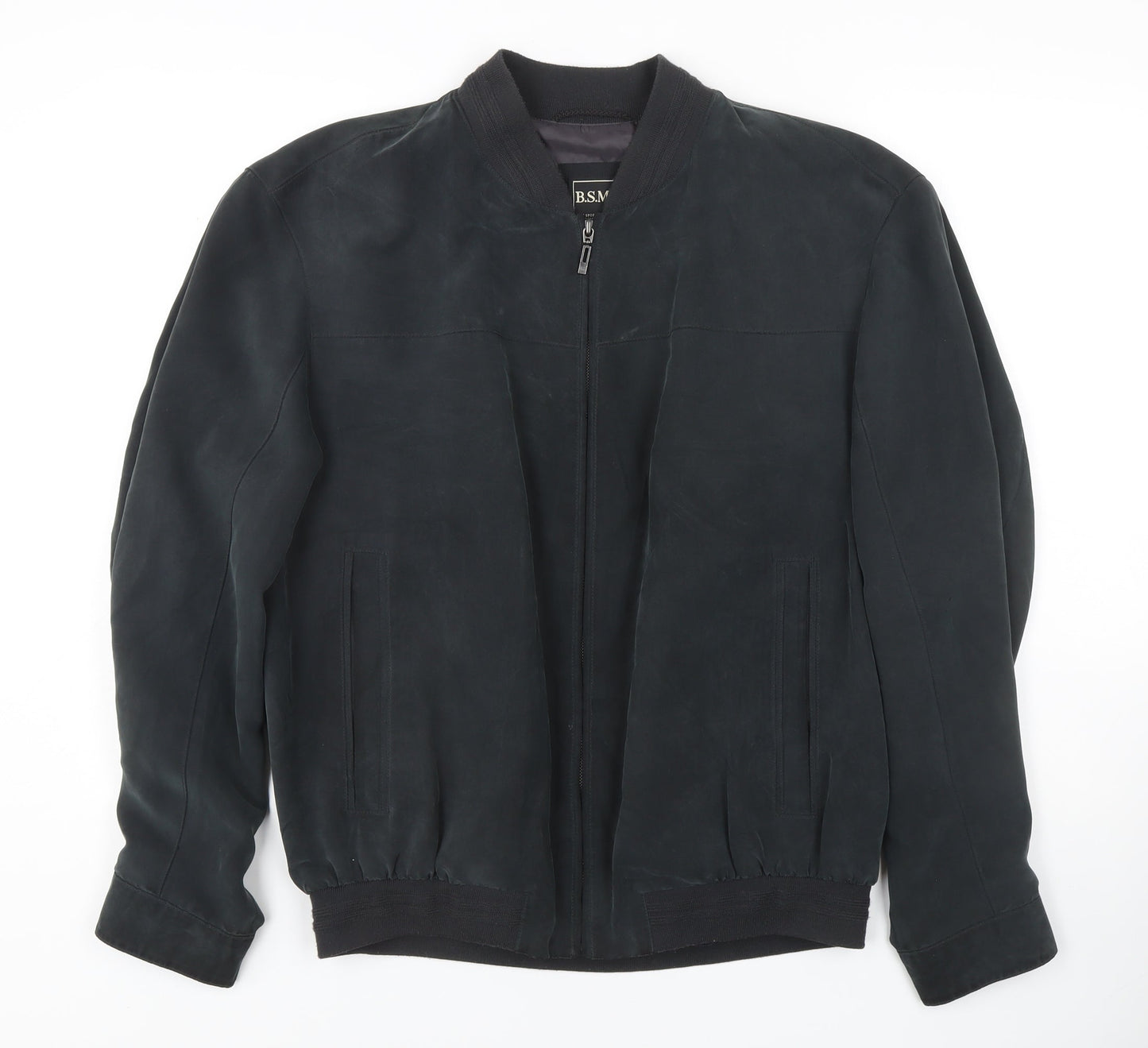 B.S.M. Men's Black Bomber Jacket, Size 50