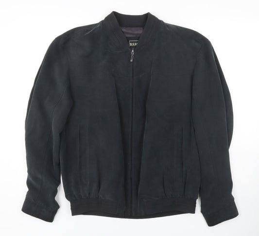 B.S.M. Men's Black Bomber Jacket, Size 50