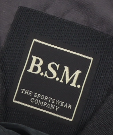 B.S.M. Men's Black Bomber Jacket, Size 50