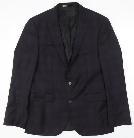 Simon Carter Men's Blue Plaid Slim Fit Blazer Size 40R