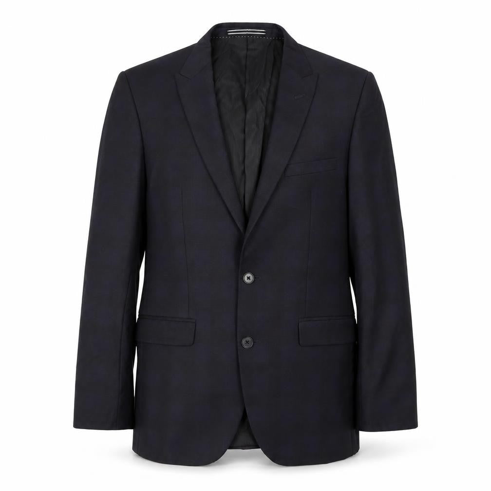Front view of Simon Carter Men's Blue Plaid Slim Fit Blazer, size 40R
