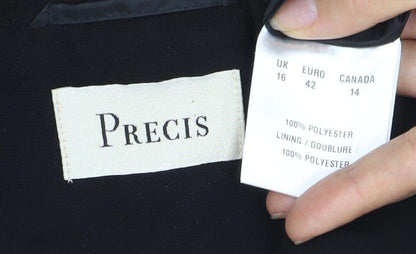 Precis Women's Black Blazer Size 16 Notch Lapel Classic Fit
