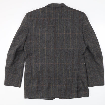 DAKS Men's Grey Check Blazer Jacket Size 50