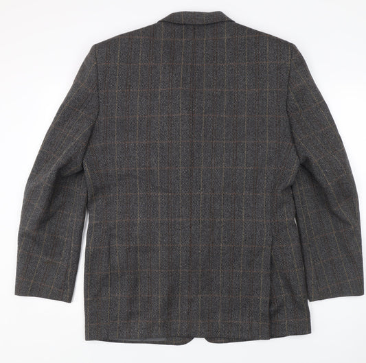 DAKS Men's Grey Check Blazer Jacket Size 50