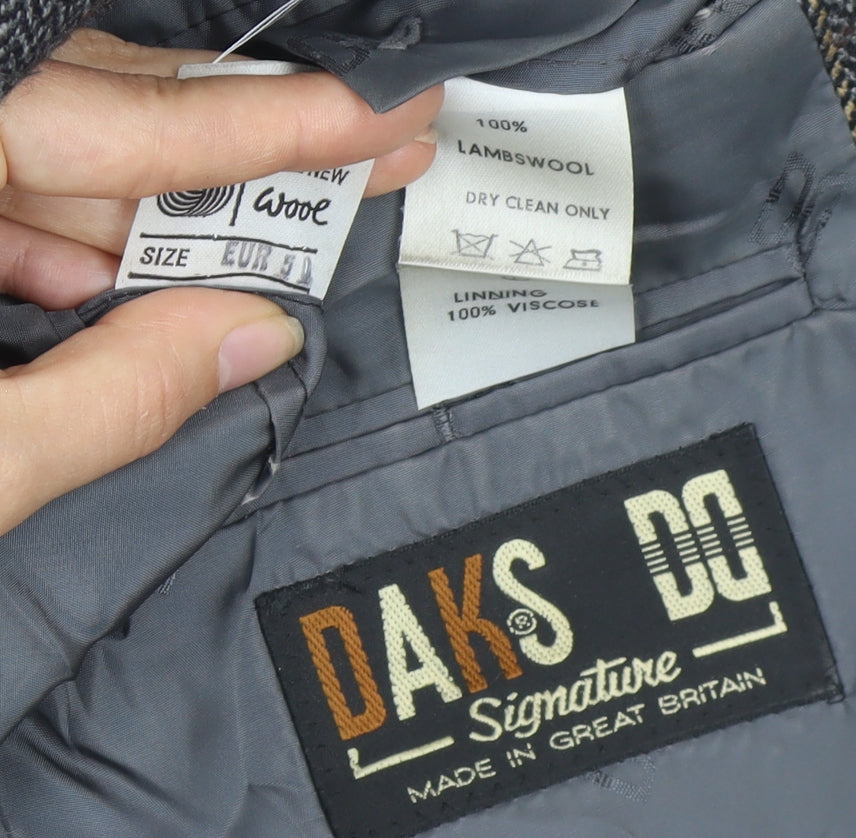 DAKS Men's Grey Check Blazer Jacket Size 50