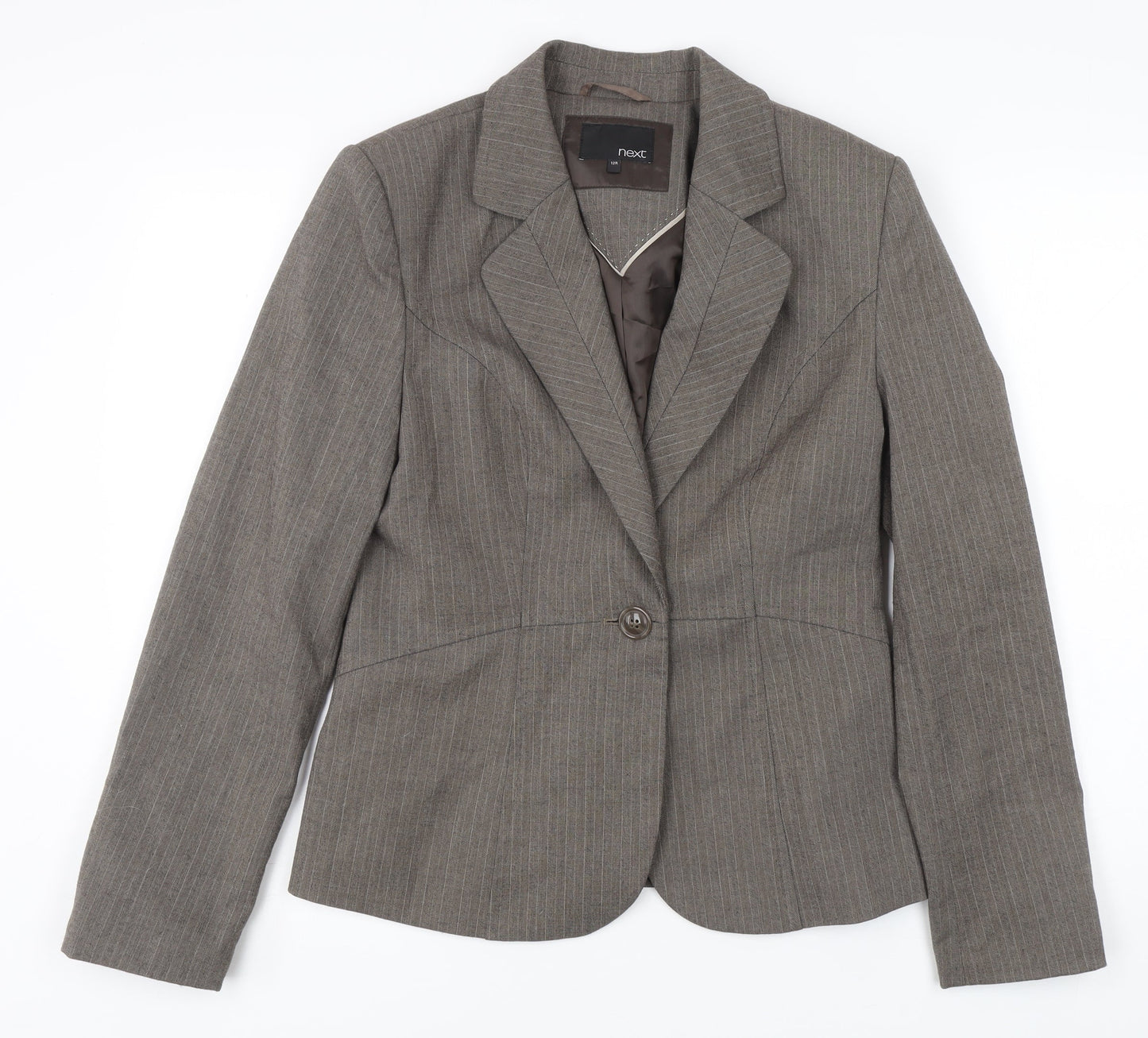 Next Women's Brown Pinstripe Suit Jacket Size 14