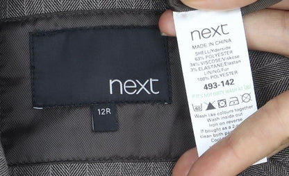 Next Women's Brown Pinstripe Suit Jacket Size 14