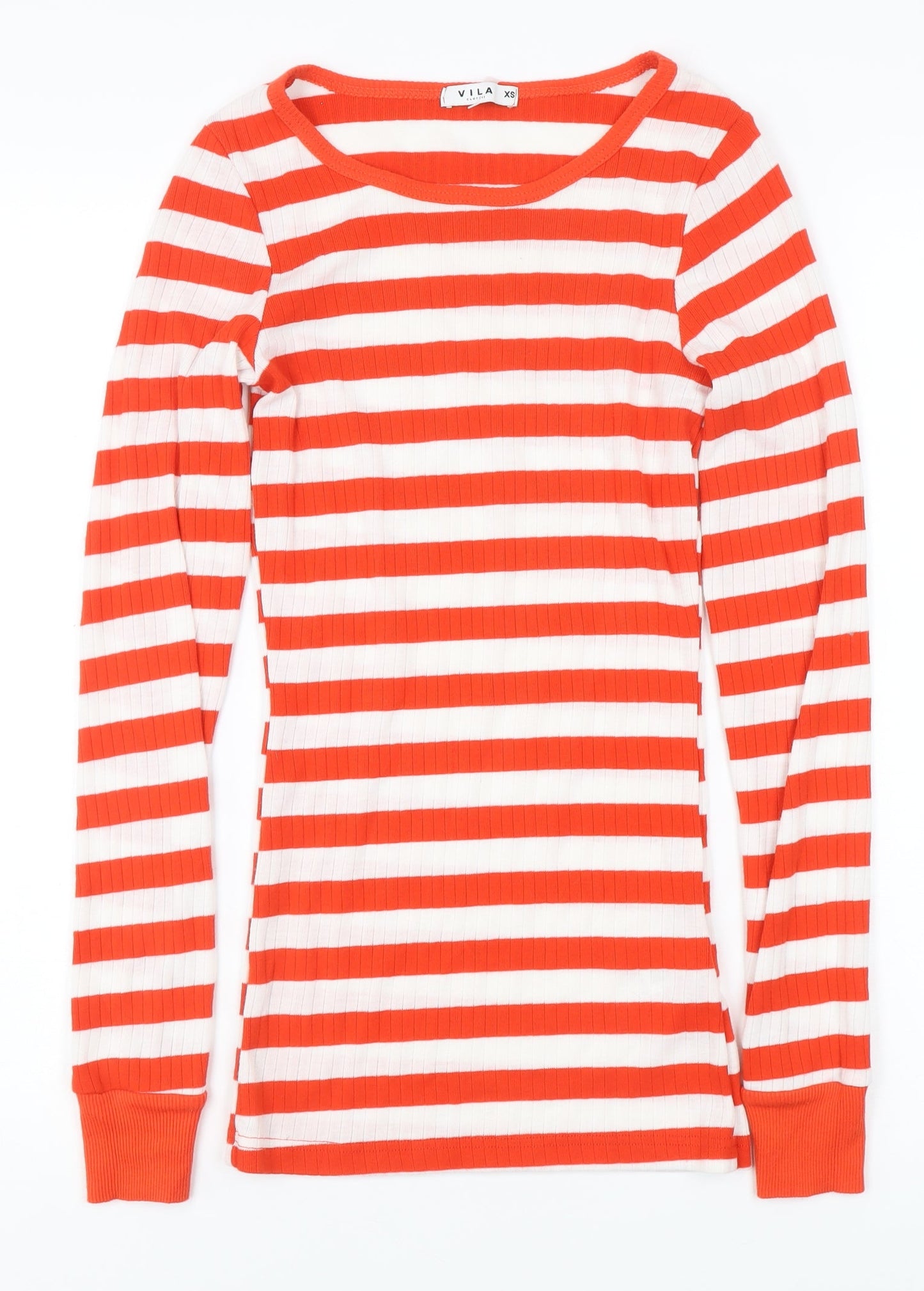 Womens UK Size XS VILA Orange Basic T-Shirt