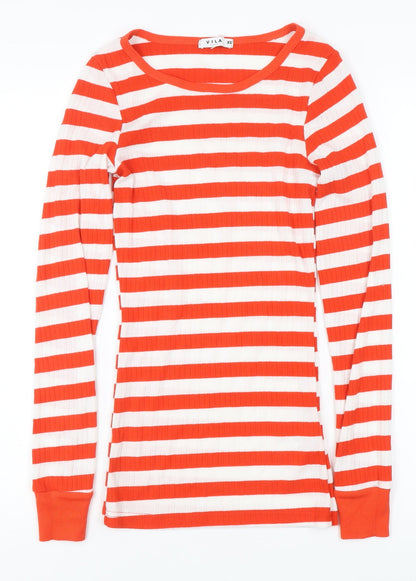 Womens UK Size XS VILA Orange Basic T-Shirt
