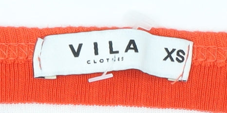 Womens UK Size XS VILA Orange Basic T-Shirt