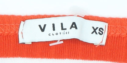 Womens UK Size XS VILA Orange Basic T-Shirt