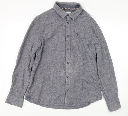 Morley Men's Grey Cotton Long Sleeve Shirt - Size L
