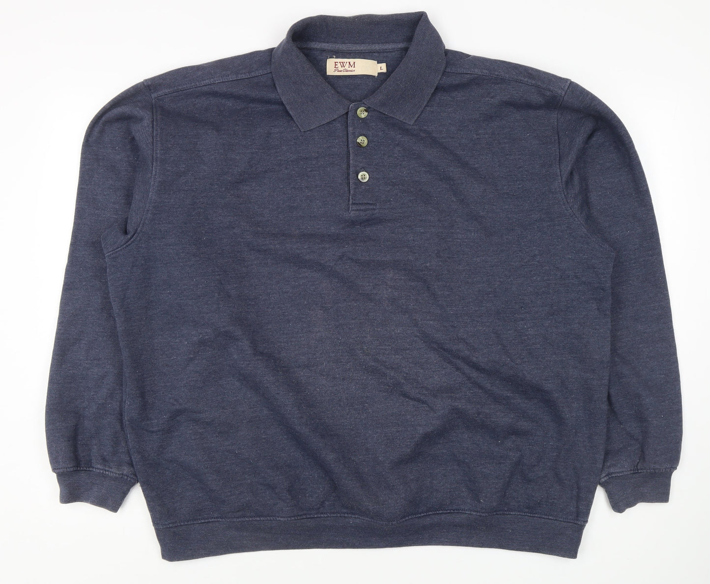 EWM Blue Men's L Long Sleeve Polo Shirt