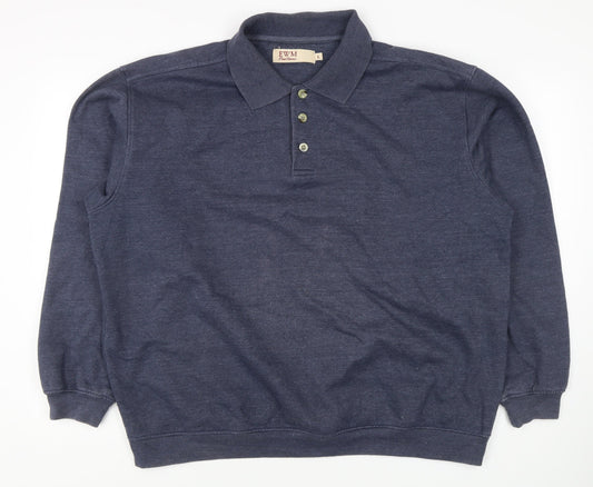 EWM Blue Men's L Long Sleeve Polo Shirt