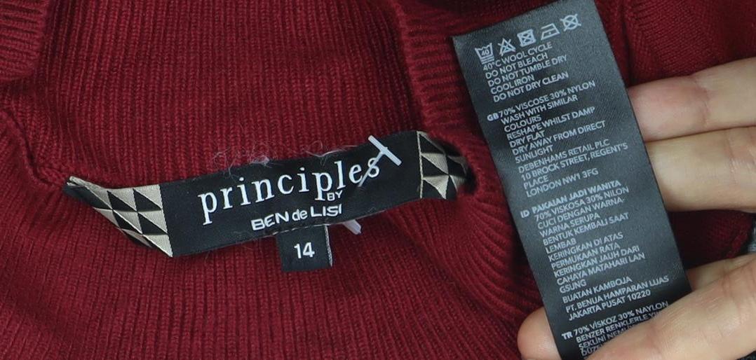 Principes Women's Red Mock Neck Pullover Jumper Size 14