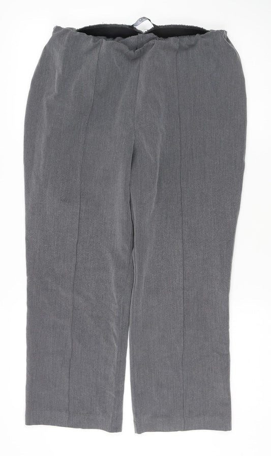 Bm Collection Women's Grey Trousers, Size 14, Regular Fit