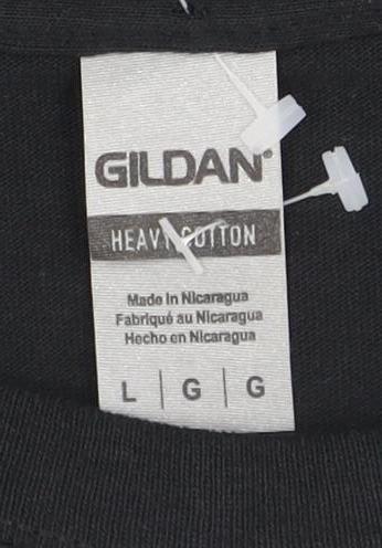 Mens UK Size L Gildan Black  T-Shirt