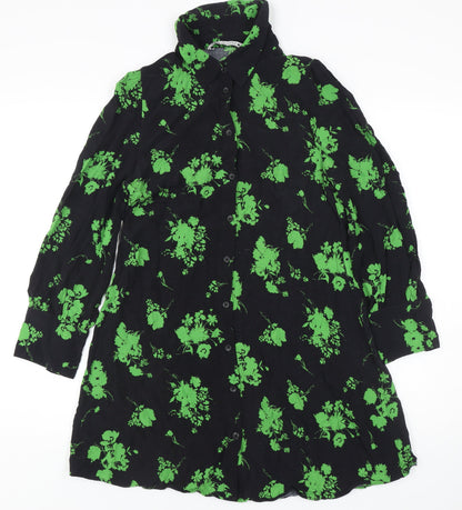 Womens UK Size M Zara Black Basic Button-Up